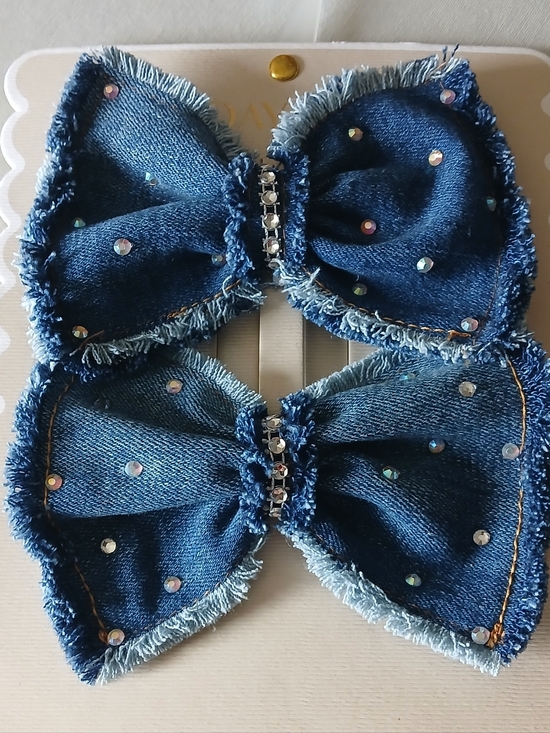 Other - Denim Bow Hair Clip - Blue